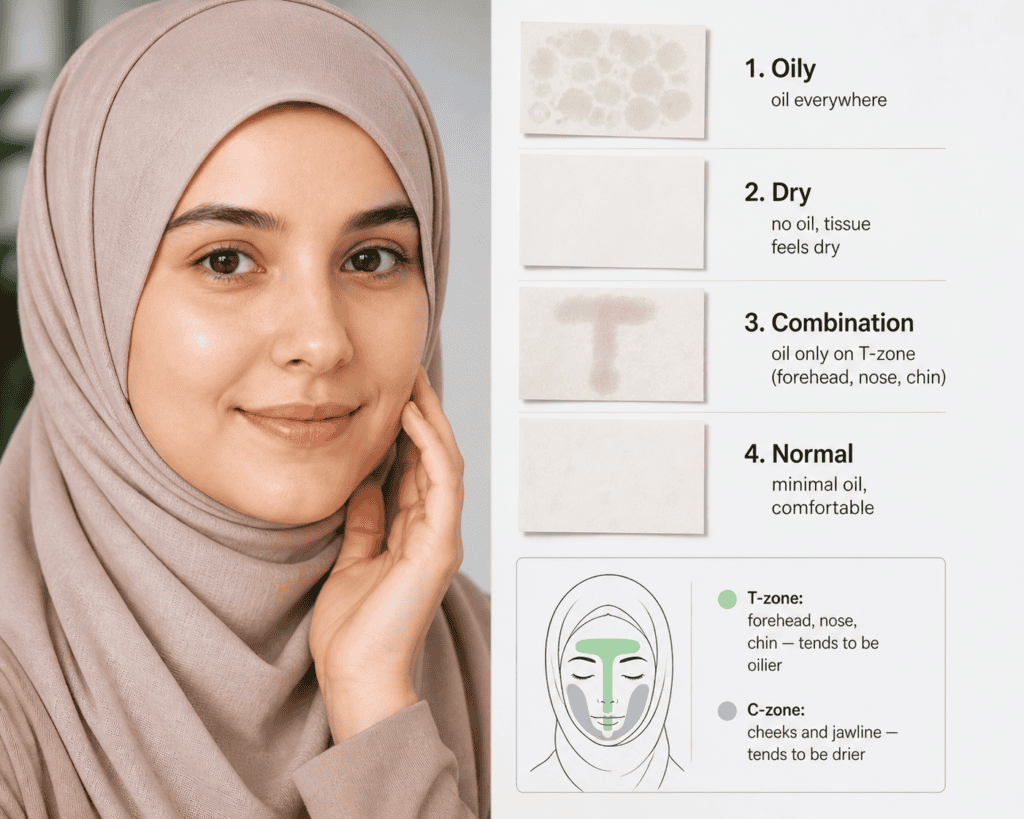 How to do a skin type blotting paper test at home — oily dry combination normal skin