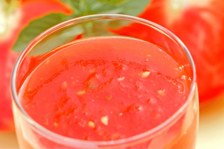 tomato juice in a glass