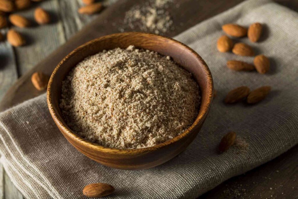 brown almond flour in a bowl