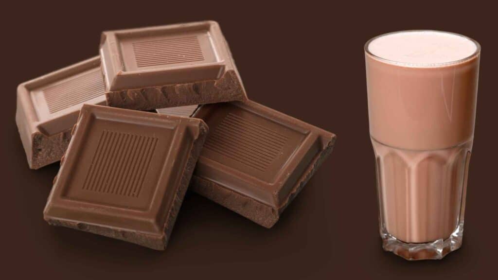 chocolate cubes with chocolate milk