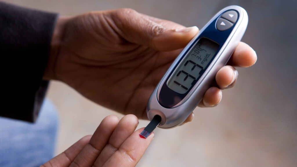 Glucose monitor showing high glucose level i.e 133