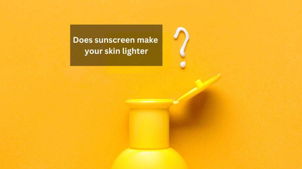 An yellow sunscreen bottle with question mark and text, Yellow background