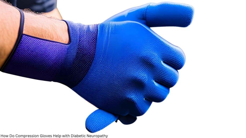 A man with blue compression gloves