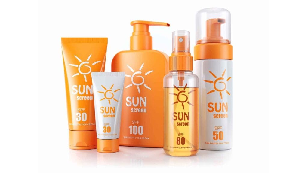 Different Sunscreens, white background