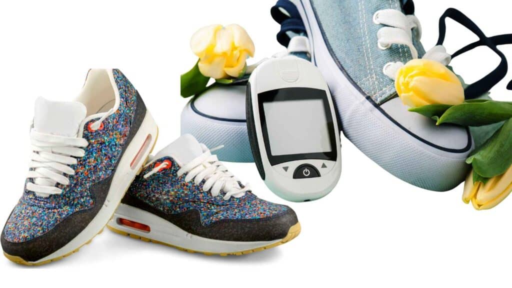 shoes with glucose monitor and regular shoes