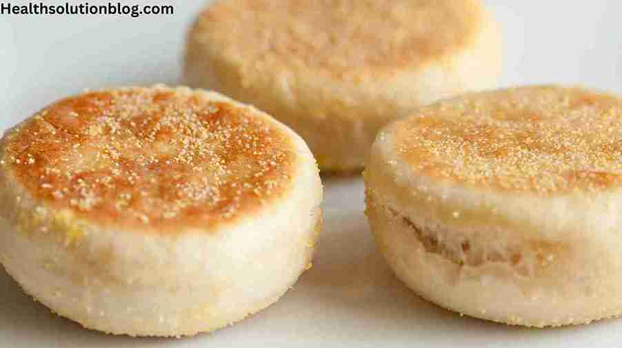 3 English Muffins on a white background