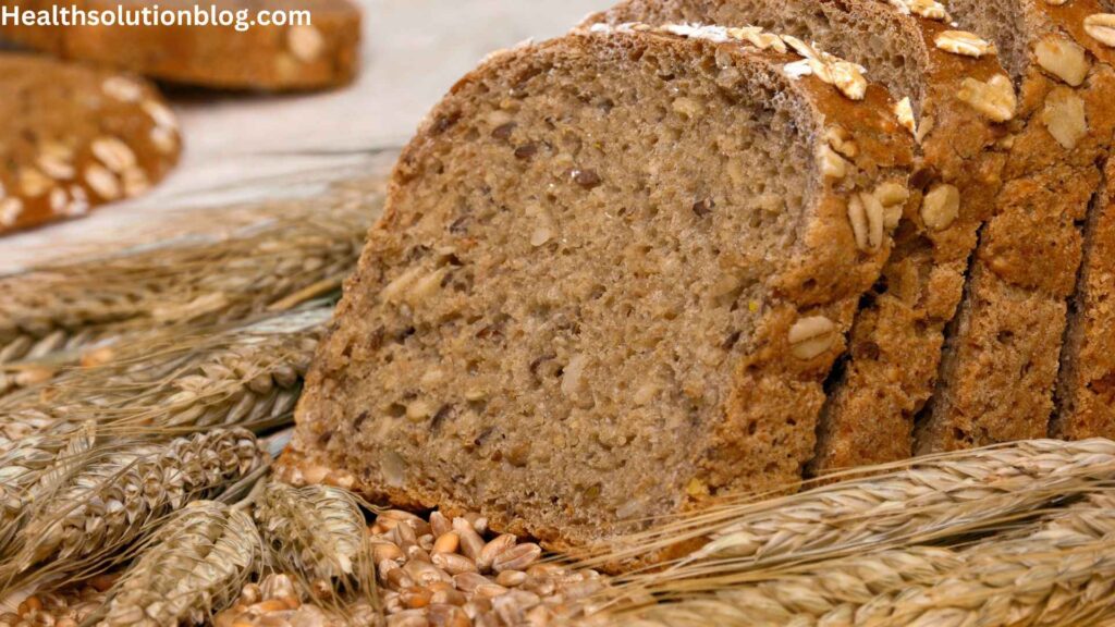 whole grain bread with wheat kernel on a table