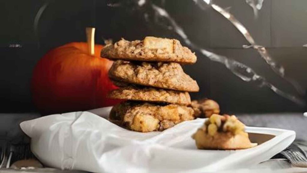 4 Apple-Oatmeal Cookies stack on one another