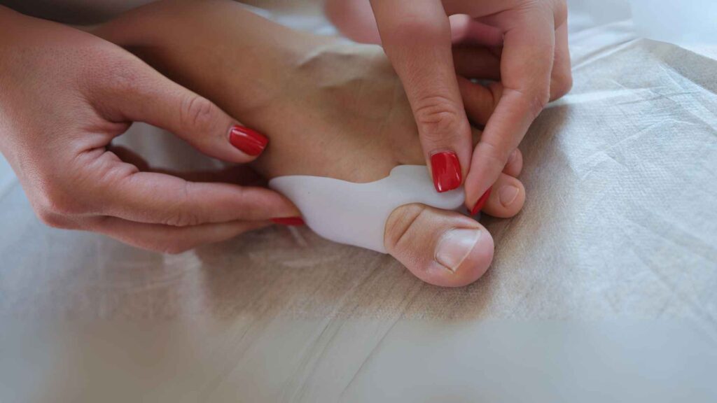 A toe separator in foot