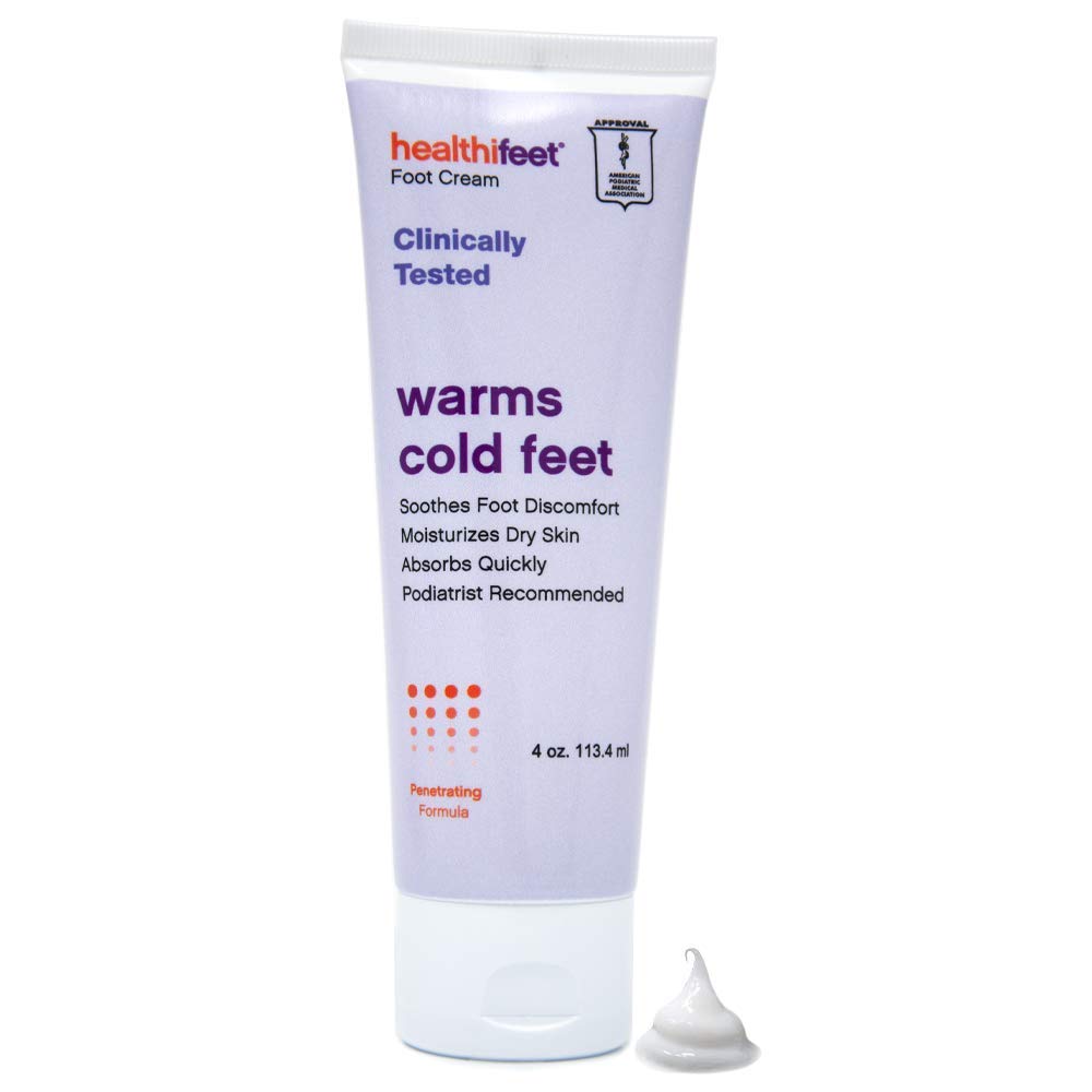 III.	HealthiFeet® (4oz Tube), Clinically Tested Foot Cream, Soothes Foot Discomfort, Moisturizes Dry Skin, Absorbs Quickly, Warms over time, Accepted by the APMA - Podiatrist recommend