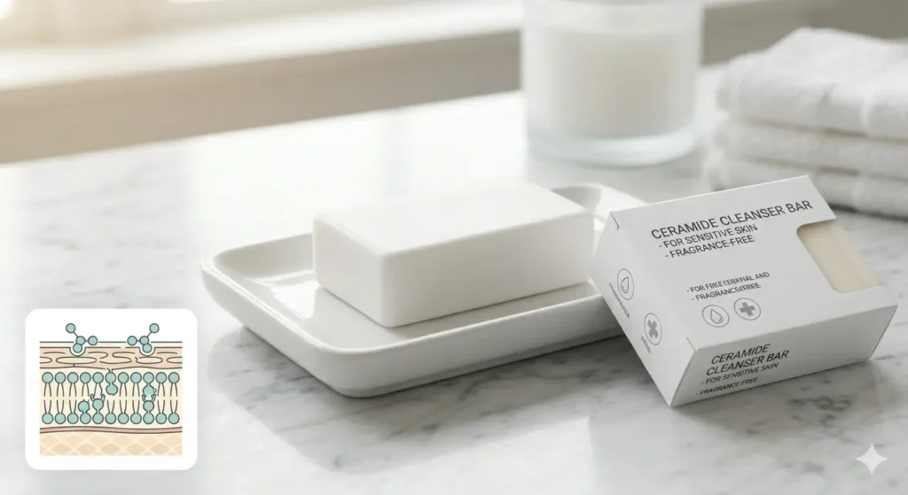 Ceramide cleansing bar for eczema dry skin — clinical bar soap for skin barrier repair