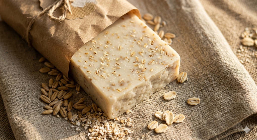Colloidal oatmeal soap bar for itchy dry skin and eczema — natural soothing cleanser
