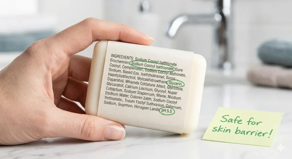 How to read soap label to find pH-balanced syndet bar — ingredient checklist for skin-safe soap