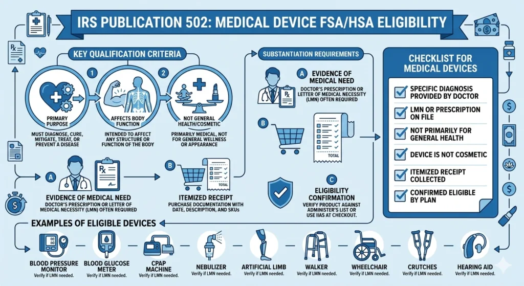 IRS Publication 502 medical expense rules explaining when a foot massager qualifies as FSA HSA eligible for diabetic neuropathy treatment