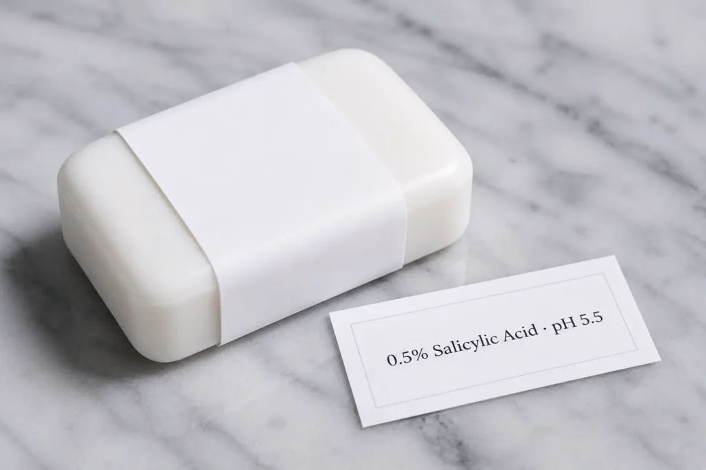 Salicylic acid syndet bar soap for oily acne-prone skin — pH balanced cleanser with BHA