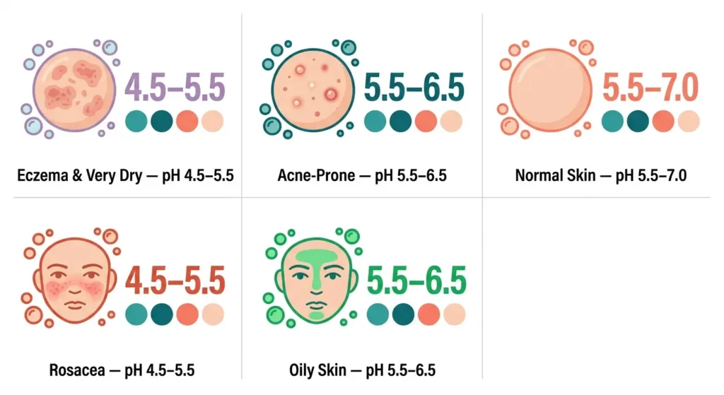 Best soap pH for different skin conditions — eczema dry skin oily skin acne rosacea guide