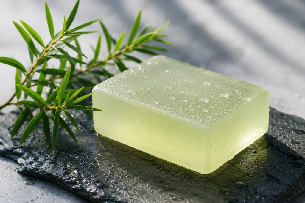 Tea tree oil soap bar for oily skin and acne — antimicrobial natural cleanser