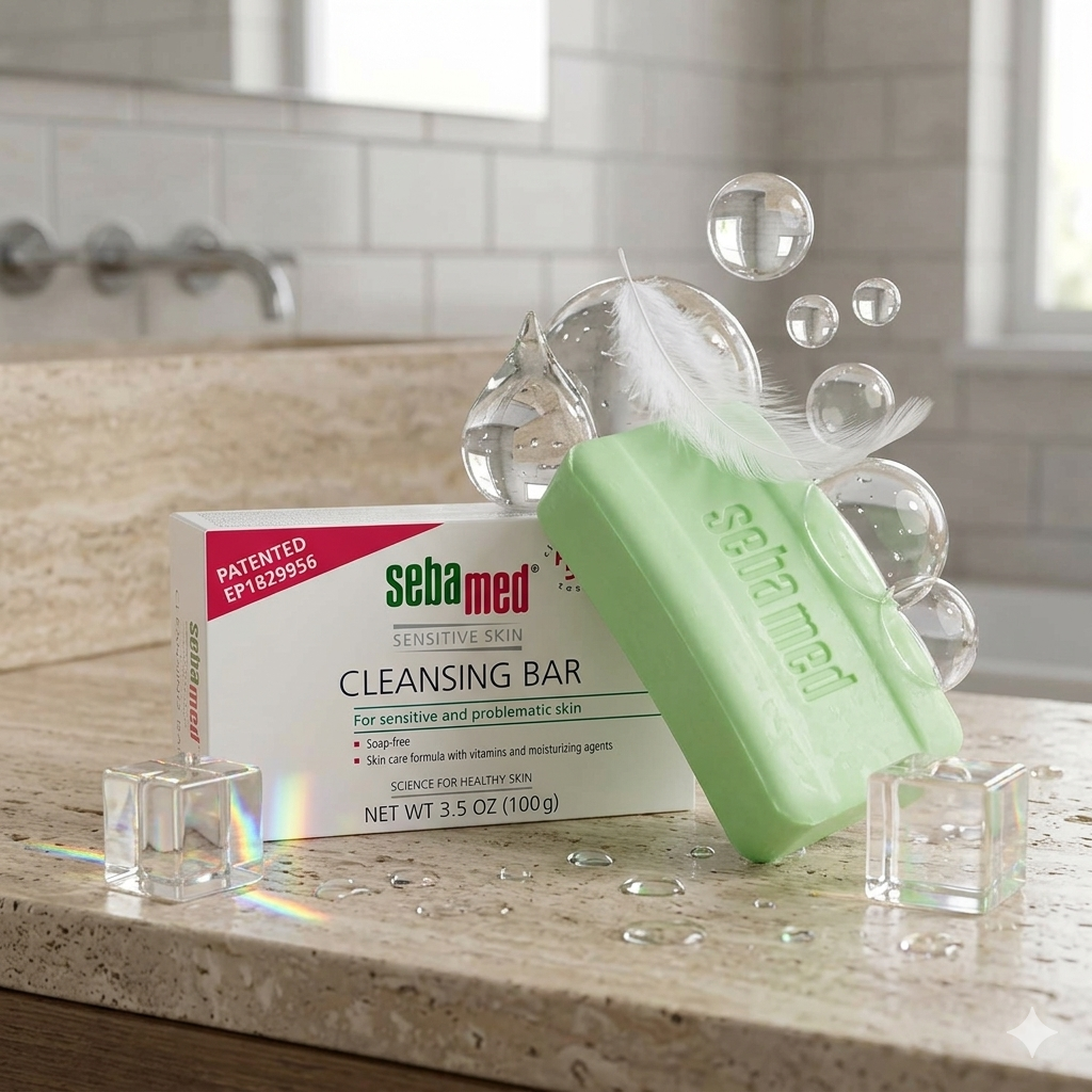 Generic pH balanced soap-free cleansing bar for sensitive eczema prone skin